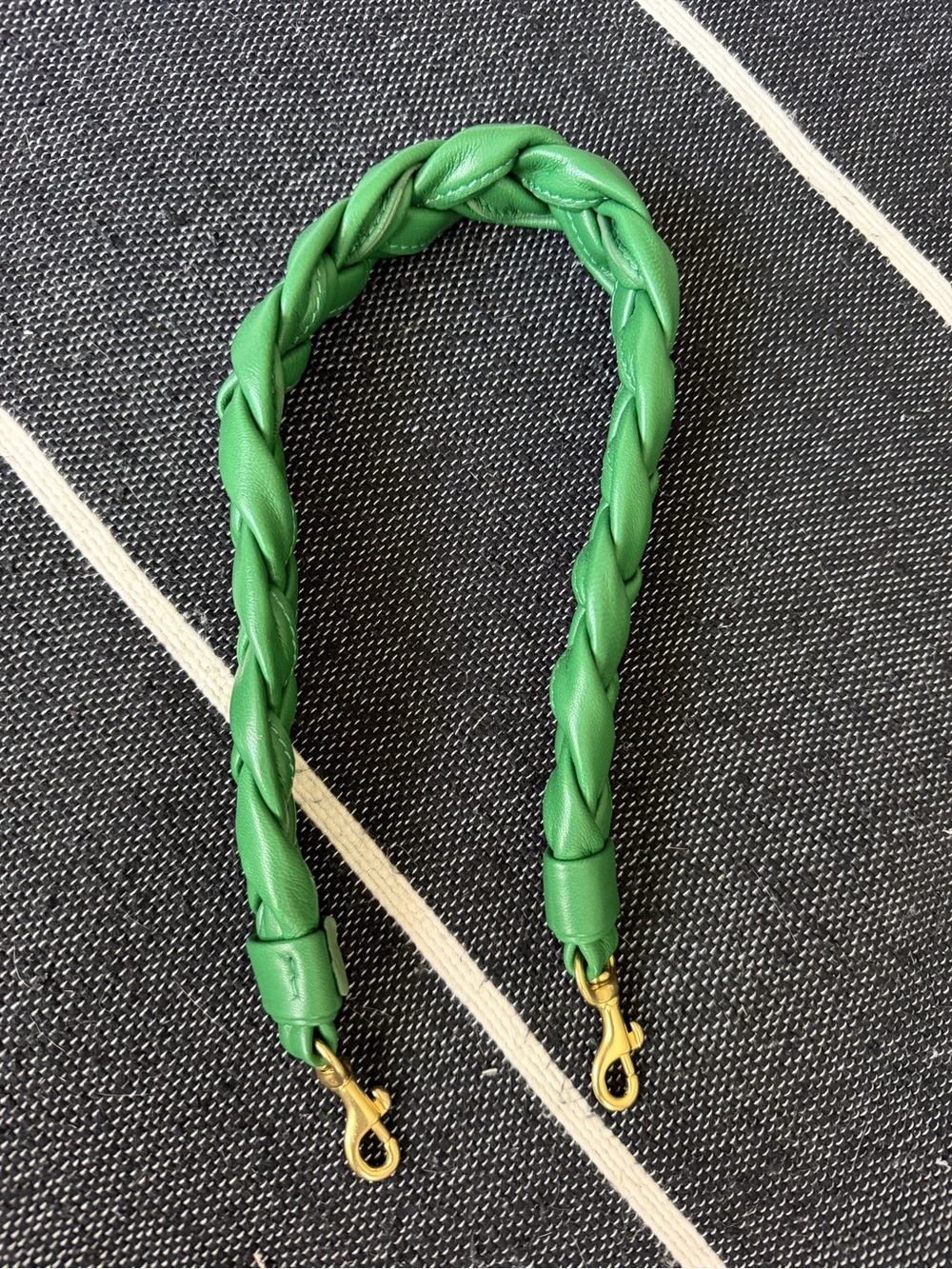 Clare V Braided Green lambskin Leather purse strap with Gold Hardware